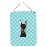 Caroline'S Treasures Checkerboard Blue Doberman Wall Or Door Hanging Prints, 16 X 12