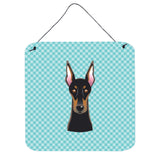 Caroline'S Treasures Checkerboard Blue Doberman Wall Or Door Hanging Prints, 6 X 6