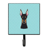 Caroline'S Treasures Bb1183Sh4 Checkerboard Blue Doberman Leash Or Key Holder, Small, Multicolor