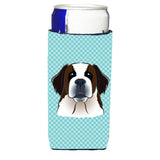 Checkerboard Blue Saint Bernard Ultra Beverage Insulators For Slim Cans Bb1184Muk