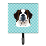 Caroline'S Treasures Bb1184Sh4 Checkerboard Blue Saint Bernard Leash Or Key Holder, Small, Multicolor