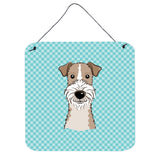 Caroline'S Treasures Checkerboard Blue Wire Haired Fox Terrier Wall Or Door Hanging Prints, 6 X 6