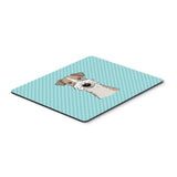 Caroline'S Treasures Checkerboard Blue Wire Haired Fox Terrier Mouse Pad/Hot Pad/Trivet (Bb1185Mp)
