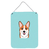 Caroline'S Treasures Bb1192Ds1216 Checkerboard Blue Corgi Wall Or Door Hanging Prints, 16 X 12