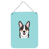 Caroline'S Treasures Bb1193Ds1216 Checkerboard Blue Corgi Wall Or Door Hanging Prints, 16 X 12