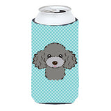 Checkerboard Blue Silver Gray Poodle Tall Boy Beverage Insulator Hugger Bb1197Tbc