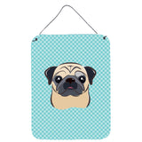 Caroline'S Treasures Checkerboard Blue Fawn Pug Wall Or Door Hanging Prints, 16 X 12