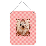 Caroline'S Treasures Checkerboard Pink Yorkie Yorkishire Terrier Wall Or Door Hanging Prints, 16 X 12