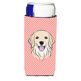 Checkerboard Pink Golden Retriever Ultra Beverage Insulators For Slim Cans