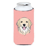 Checkerboard Pink Golden Retriever Tall Boy Beverage Insulator Hugger Bb1205Tbc