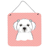 Caroline'S Treasures Checkerboard Pink Maltese Wall Or Door Hanging Prints, 6 X 6