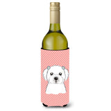 Checkerboard Pink Maltese Wine Bottle Beverage Insulator Hugger Bb1208Literk