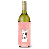 Checkerboard Pink Bull Terrier Wine Bottle Beverage Insulator Hugger Bb1209Literk