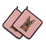 Caroline'S Treasures Checkerboard Pink German Shepherd Pair Of Pot Holders Bb1211Pthd, 7.5Hx7.5W, Multicolor