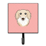 Caroline'S Treasures Bb1212Sh4 Checkerboard Pink Longhair Creme Dachshund Leash Or Key Holder, Small, Multicolor
