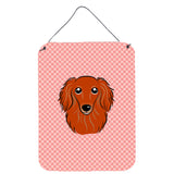 Caroline'S Treasures Checkerboard Pink Longhair Red Dachshund Wall Or Door Hanging Prints, 16 X 12