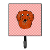 Caroline'S Treasures Bb1214Sh4 Checkerboard Pink Longhair Red Dachshund Leash Or Key Holder, Small, Multicolor