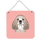Caroline'S Treasures Checkerboard Pink Cocker Spaniel Wall Or Door Hanging Prints, 6 X 6