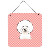 Caroline'S Treasures Checkerboard Pink Bichon Frise Wall Or Door Hanging Prints, 6 X 6