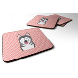 Caroline'S Treasures Bb1218Fc Checkerboard Pink Alaskan Malamute Foam Coaster (Set Of 4), 3.5 H X 3.5 W, Multicolor