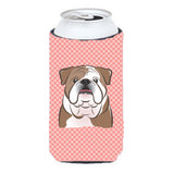 Checkerboard Pink English Bulldog Tall Boy Beverage Insulator Hugger Bb1219Tbc