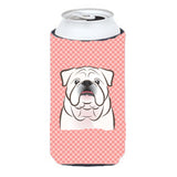 Checkerboard Pink White English Bulldog Tall Boy Beverage Insulator Hugger Bb1220Tbc