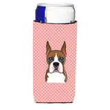 Checkerboard Pink Boxer Ultra Beverage Insulators For Slim Cans Bb1223Muk