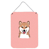 Caroline'S Treasures Checkerboard Pink Shiba Inu Wall Or Door Hanging Prints, 16 X 12