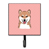 Caroline'S Treasures Bb1225Sh4 Checkerboard Pink Shiba Inu Leash Or Key Holder, Small, Multicolor