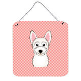 Caroline'S Treasures Checkerboard Pink Westie Aluminum Metal Wall Or Door Hanging Prints, 6 X 6