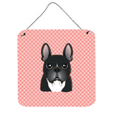 Caroline'S Treasures Bb1227Ds66 Checkerboard Pink French Bulldog Wall Or Door Hanging Prints, 6 X 6