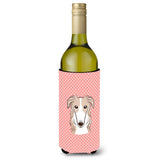 Checkerboard Pink Borzoi Wine Bottle Beverage Insulator Hugger Bb1228Literk