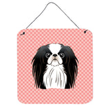 Caroline'S Treasures Checkerboard Pink Japanese Chin Wall Or Door Hanging Prints, 6 X 6