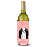 Checkerboard Pink Japanese Chin Wine Bottle Beverage Insulator Hugger Bb1230Literk