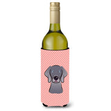 Checkerboard Blue Weimaraner Wine Bottle Beverage Insulator Hugger Bb1231Literk