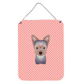Caroline'S Treasures Checkerboard Pink Yorkie Puppy Wall Or Door Hanging Prints, 16 X 12