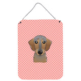Caroline'S Treasures Checkerboard Pink Wirehaired Dachshund Wall Or Door Hanging Prints, 16 X 12