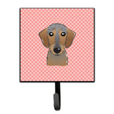 Caroline'S Treasures Bb1233Sh4 Checkerboard Pink Wirehaired Dachshund Leash Or Key Holder, Small, Multicolor