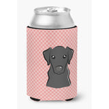 Checkerboard Pink Black Labrador Can Or Bottle Hugger Bb1235Cc