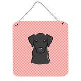 Caroline'S Treasures Checkerboard Pink Black Labrador Wall Or Door Hanging Prints, 6 X 6