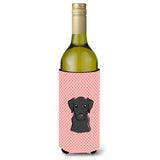 Checkerboard Pink Black Labrador Wine Bottle Beverage Insulator Hugger Bb1235Literk