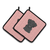 Caroline'S Treasures Checkerboard Pink Black Labrador Pair Of Pot Holders Bb1235Pthd, 7.5Hx7.5W, Multicolor
