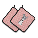 Caroline'S Treasures Checkerboard Pink Italian Greyhound Pair Of Pot Holders Bb1236Pthd, 7.5Hx7.5W, Multicolor