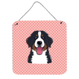 Caroline'S Treasures Checkerboard Pink Bernese Mountain Dog Wall Or Door Hanging Prints, 6 X 6