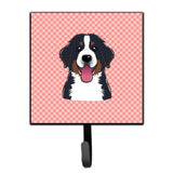 Caroline'S Treasures Bb1237Sh4 Checkerboard Pink Bernese Mountain Dog Leash Or Key Holder, Small, Multicolor