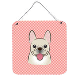 Caroline'S Treasures Bb1238Ds66 Checkerboard Pink French Bulldog Wall Or Door Hanging Prints, 6 X 6