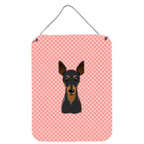 Caroline'S Treasures Checkerboard Pink Min Pin Wall Or Door Hanging Prints, 16 X 12
