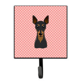 Caroline'S Treasures Bb1240Sh4 Checkerboard Pink Min Pin Leash Or Key Holder, Small, Multicolor