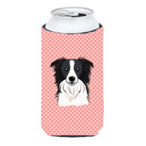 Checkerboard Pink Border Collie Tall Boy Beverage Insulator Hugger Bb1241Tbc