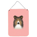Caroline'S Treasures Checkerboard Pink Sheltie Wall Or Door Hanging Prints, 16 X 12